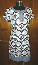 New ~ CAROLINE BISS ~ Woven Cotton Retro Floral Print DRESS size 40 M