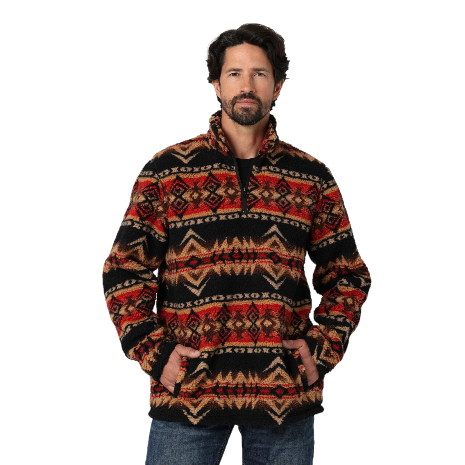 Wrangler Men's 1/4 Zip Sherpa Cappuccino Pullover Jacket 112335694