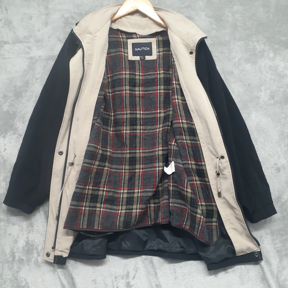 Abrigo Nautica Hombre M Negro Resistente al Viento Agua Cremallera Completa Sudadera con Capucha Chaqueta Franela Foto 2 de 4