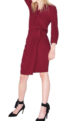 Ba&sh Damen Morgenmantel Soho Langarm Kleid Rot Größe M