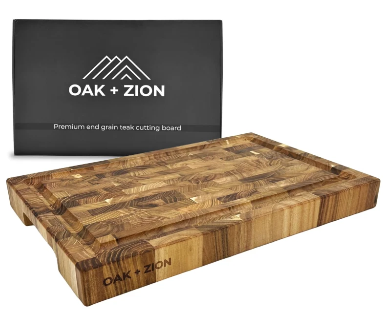 Oak & Zion - Premium Teak Wooden Cutting Board & Serving Tray 17" x 11" x 1.75"
Opens in a new windo