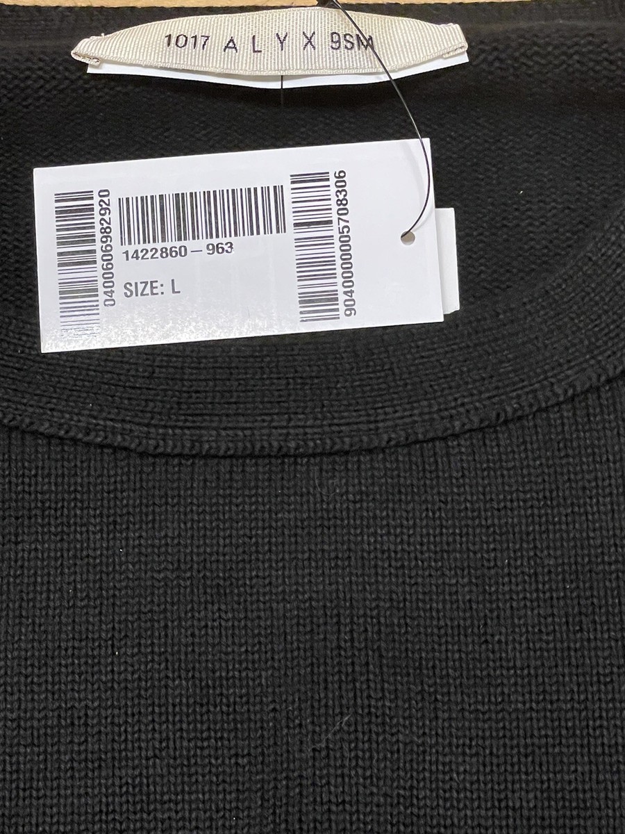 1017 ALYX 9SM Logo Cotton Crewneck Sweater Black Men's Size