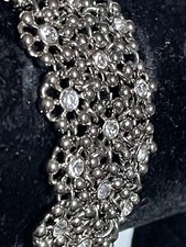 Pulsera de plata fina pavacent vibrante talla 8, una pulgada de ancho con pedrería 