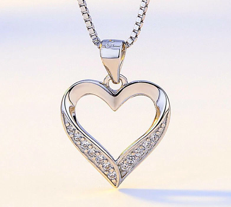 Halskette Herz Anhänger Collier Zirkonia Kristalle 925 Silber Schmuckbox - Bild 4 von 4