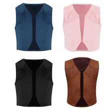 Kids Boys Coat Pointed Hem Top Stage Performance Vest Cowboy Dancewear Show