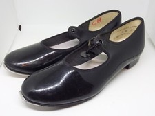 Illinois Theatrical Footwear Size 3 M Shinny Black Tap Shoes