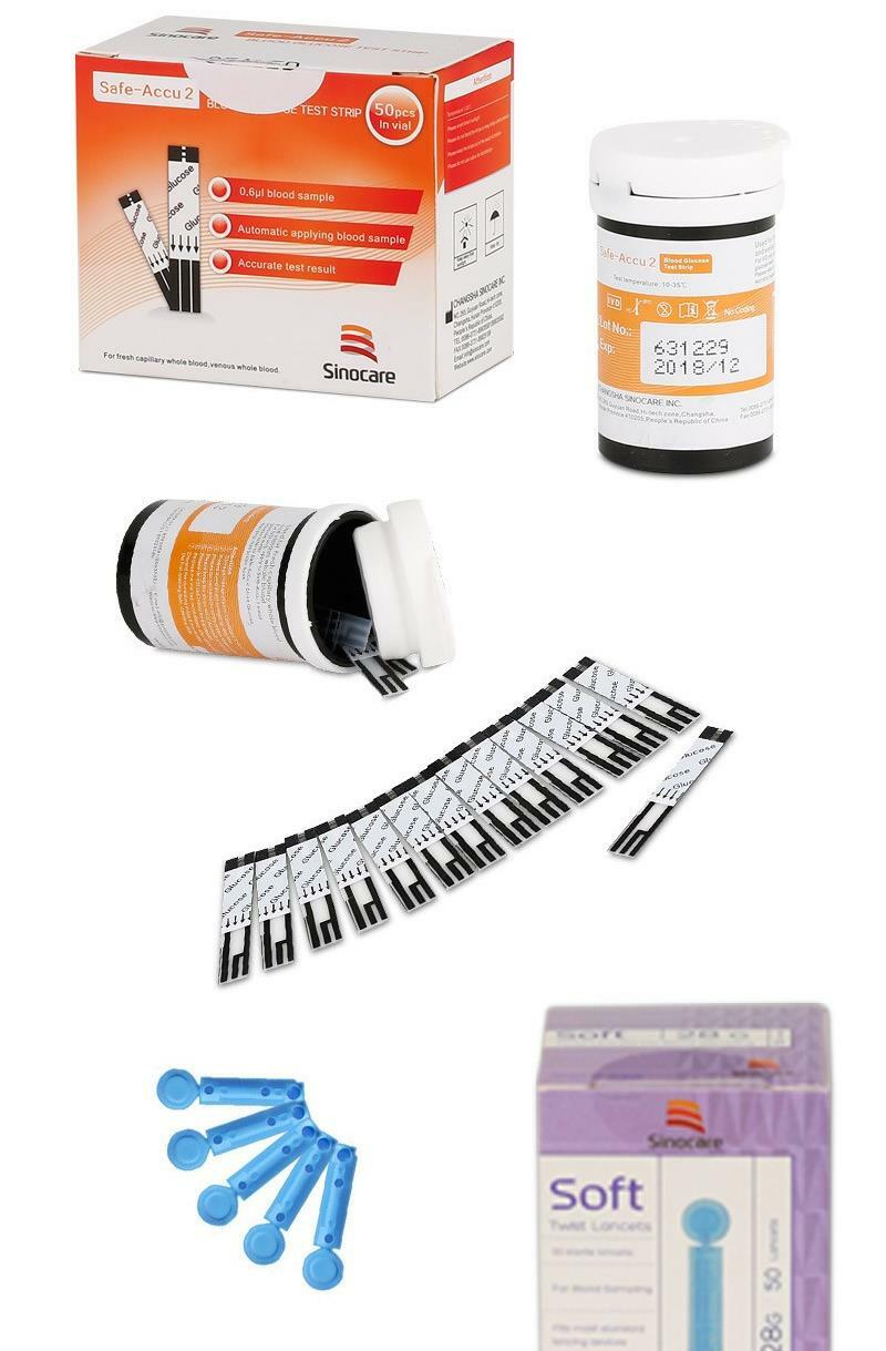 Sinocare Diabetes Blood Glucose Test Strips for SafeACCU2 Painless