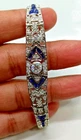 4Ct Round Simulated Sapphire & Diamond Art Deco Bracelet 925 Sterling Silver