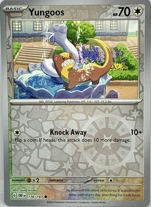 Pokemon -Yungoos -176/197 - Obsidian Flames -Reverse Holo - NM/M
