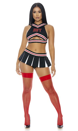 Fantasia Sexy Forplay Boa Sorte Charme Cheerleader Preto e Vermelho 551567 - Imagem 2 de 4