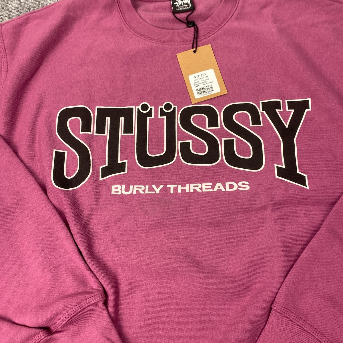 Stussy Burly Threads Crew Mens XXL Berry Sweatshirt | eBay