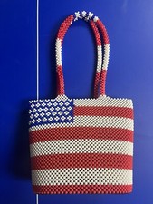 USA FLAG Handmade Beaded Bag Purse Hand bag