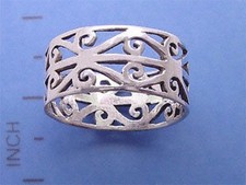 Wide Filigree Band Sterling Silver Ring SIZE 6 7