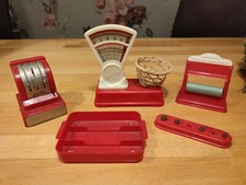 Geobra Kaufladen Kasse Waage US Zone Uralt Spielzeug Vintage Shabby Papierroller