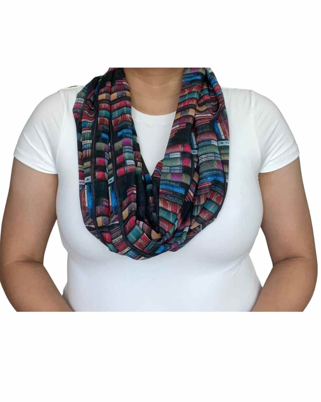 Book Patterned Infinity Scarf Woman One Size Fall… - image 1