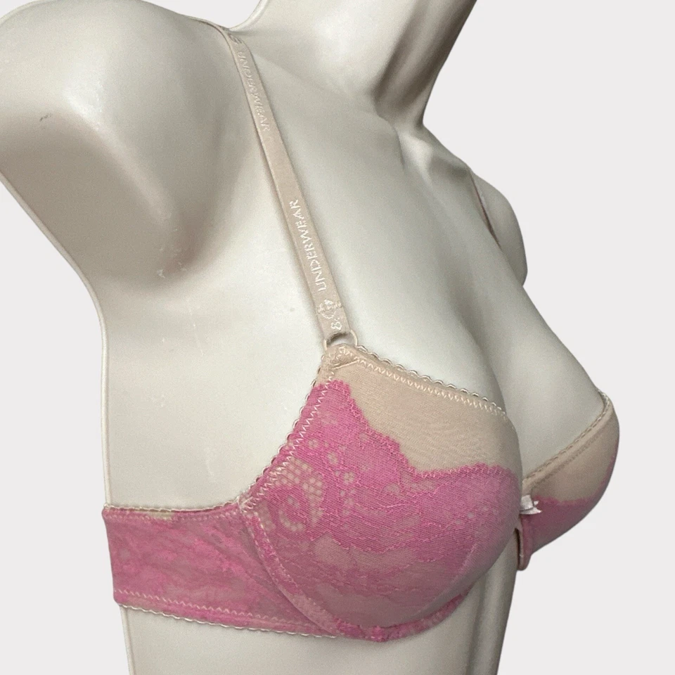Sujetador push up de encaje liso D&G, talla 32B, tostado y rosa Foto 2 de 4