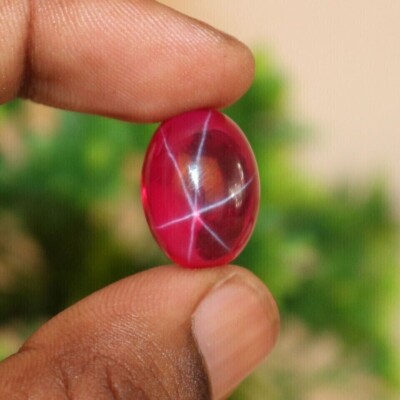 8.05 Ct Certified Natural FL Red Star Ruby 6 Rays Oval Cabochon Loose Gemstone