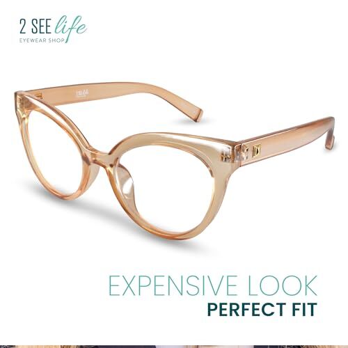 Oversized Cat Eye Reading Glasses for Women to Look Stylish, Champagne
