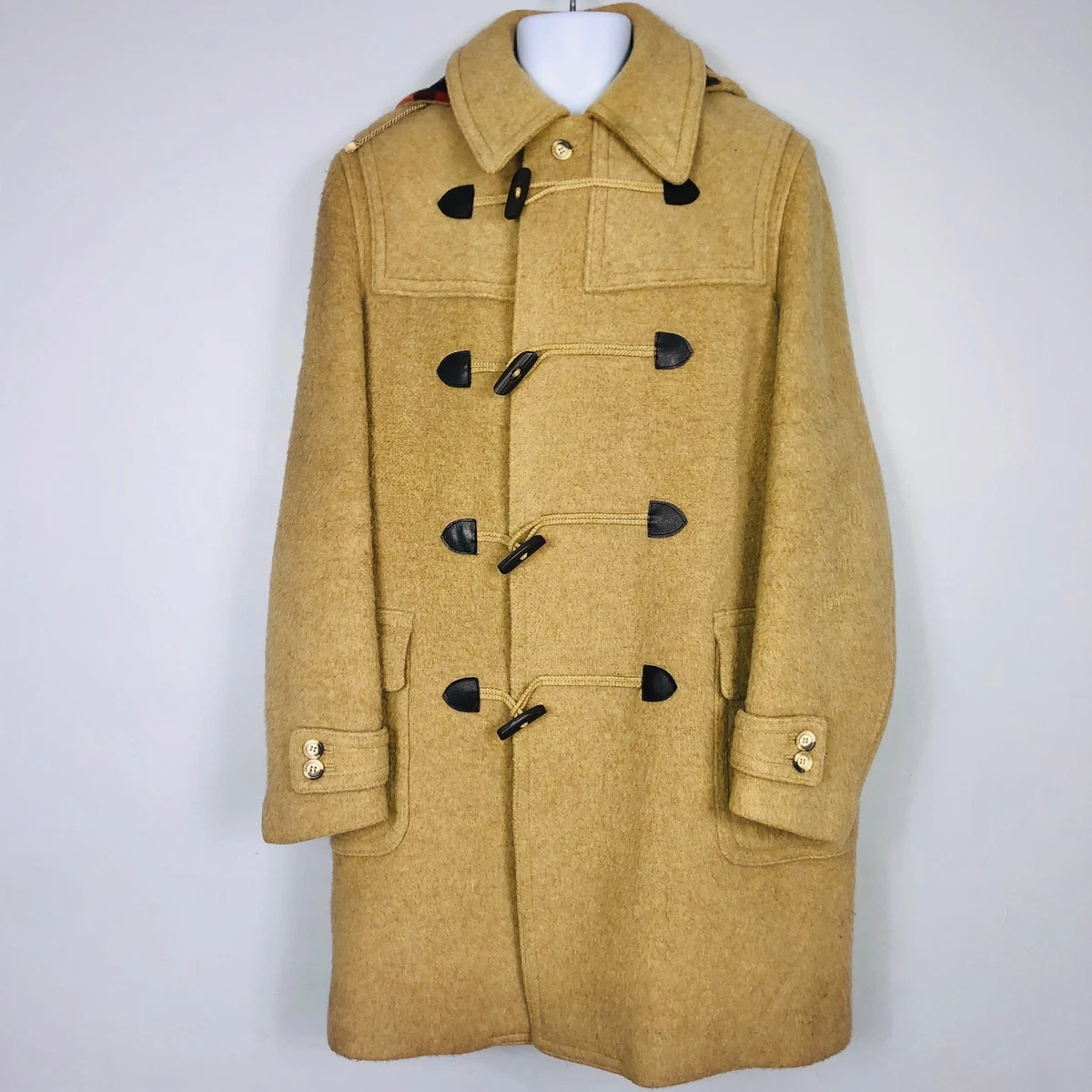 Lodenfrey Mens SZ 52 42 Tan Toggle Duffle Coat Wool Winter Long