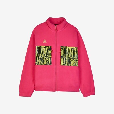 Nike 2019 ACG Jacket Sherpa Animal Yellow Print Pink Magenta BQ3446 666 Sz 2XL 