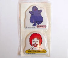 Vintage McDonalds Puffy Sticker Sheet Pack - Grimace Clown 80's Stickers NIP