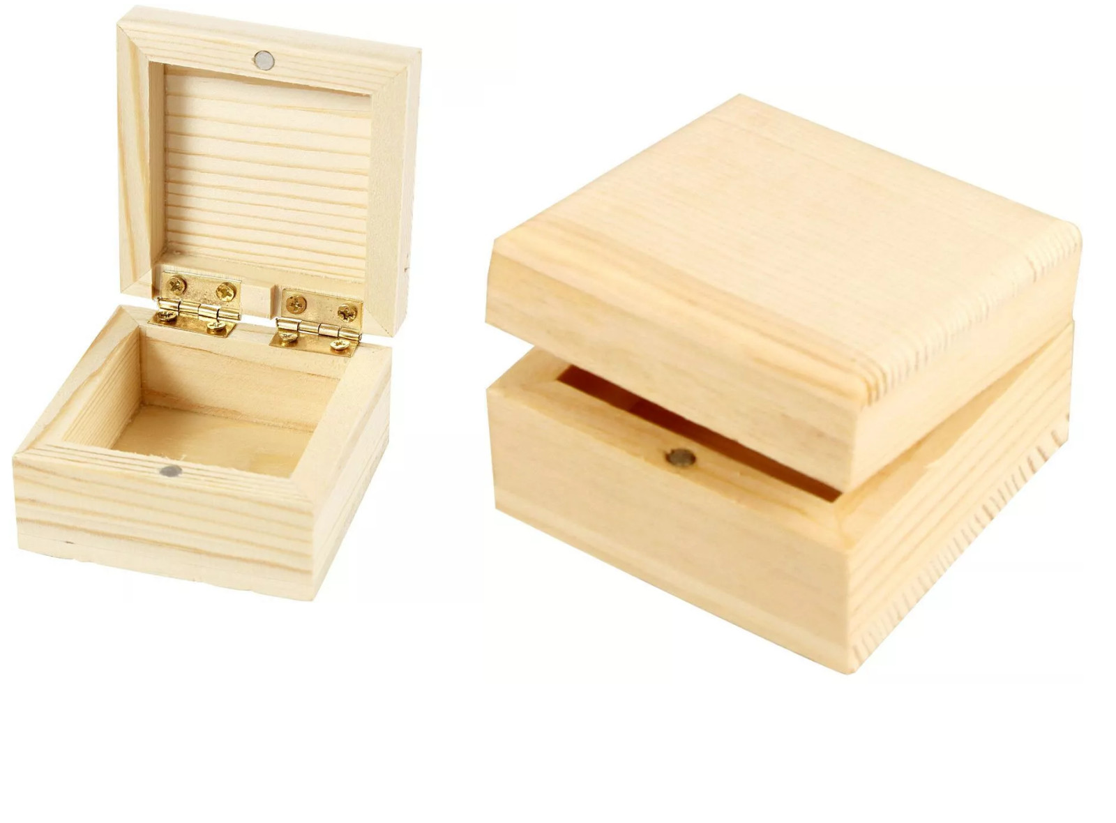 Wooden Box Pine Jewellery Storage Magnet Close 6cm Wood Trinket Box To Decorate