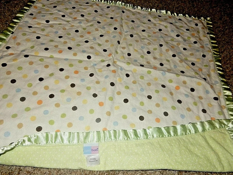 7C винтажный только что родившийся в горошек фланелевый атлас безопасности детской кроватки одеяло милый - Изображение 4 из 4