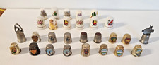 Lot of 28 Vintage Thimbles: 11 Painted Porcelain and 17 Pewter or other Metals