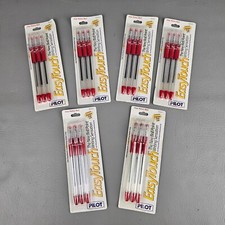 NOS 6 Pilot EasyTouch Fine Point Ballpoint Pen RED INK 3 Pack