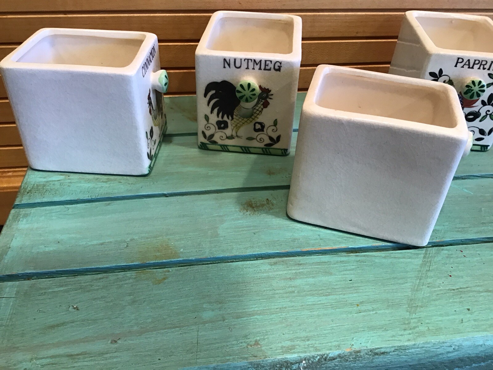 Vintage Ceramic 4 Spice Drawers, Cottage, Replacement, Cinnamon, Nutmeg