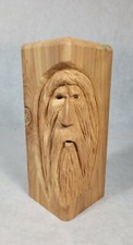 Vintage Hand Carved Wood OLD MAN Beard Hole In Top Folk Art Sculpture Figure