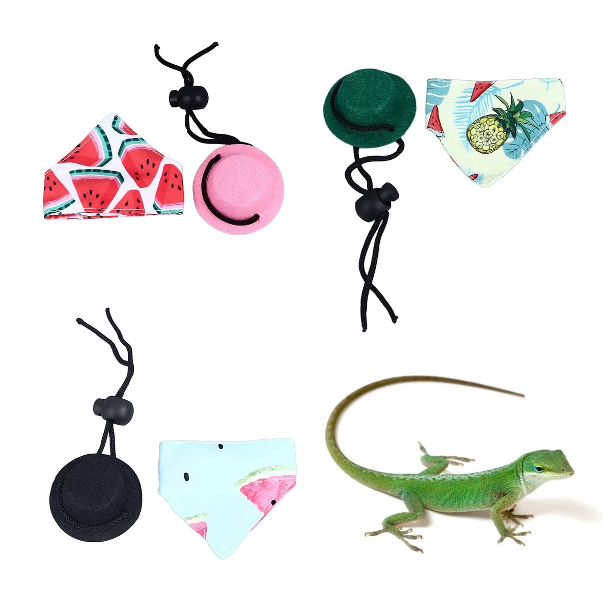 Cute Lizard Hat Bandana Set for Small Animal Reptile Cosplay