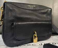 MARC JACOBS Lock That Leather Messenger Bag Black Leather Crossbody Authentic
