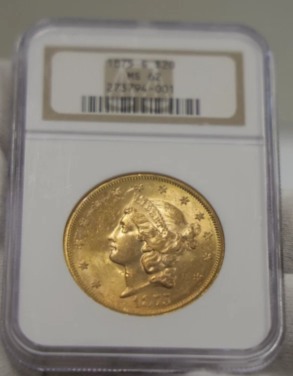 Pieza de oro Liberty 1875 S US $20 NGC MS62 Foto 2 de 4