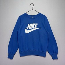 VTG 80s Nike Raglan Sweatshirt - Royal Blue - HUGE Graphic - Mens SMALL