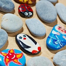 PGN 40 PCS Flat Smooth River Rocks for Painting 1-4 Natural Stones for Kids