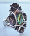 Ring Sterling Copper Carolyn Pollack Abalone Vintage Size 7