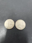 Two 1952-D Franklin Silver Half Dollar Lot (2) Coins 90% Silver Circulated