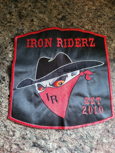 Iron Riderz Motorcycle Club Patch, Wichita, Kansas, 11" X 11"