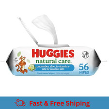 Natural Care Baby Wipes, Aloe and Vitamin E Baby Wipes, Hypoallergenic 56ct Flip