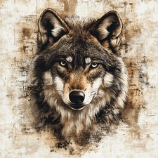Wandbild Wolf Portrait Deko Bild Tiere Hunde Wanddeko Dekofliese Wandfliese