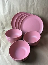 Pink 12 piece set of bowls and plates #dinnerware