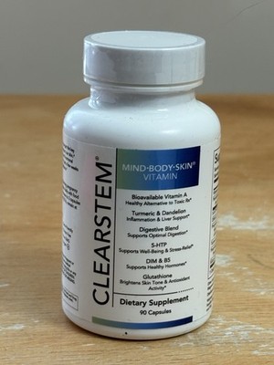 CLEARSTEM MIND BODY SKIN Hormonal Acne Supplement 5-HTP 90 Count EXP 9/2026 (D26