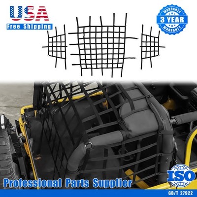 3Pcs Cargo Restraint System Roof Mesh Trunk Net Cover fit Jeep Wrangler TJ 97-06