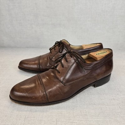 BALLY Trino Oxford Dress Shoes Brown Leather Lace Made In Italy Men Size 11D