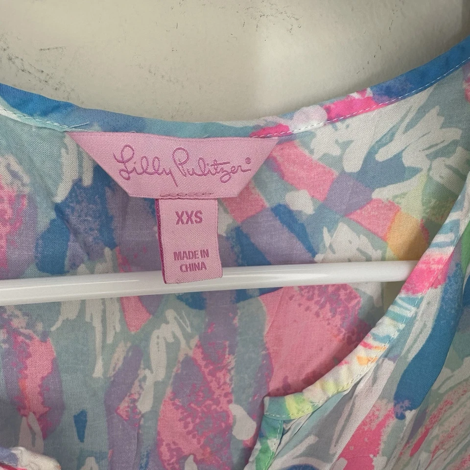 Lilly Pulitzer Shelley Top Cap Sleeve Sparkling Sands Brush Stoke Shirt XXS $98 - Image 4 of 4