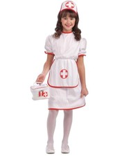 Girls White Nurse Costume Dress Medical Assistant Healthcare Costume S 4-6