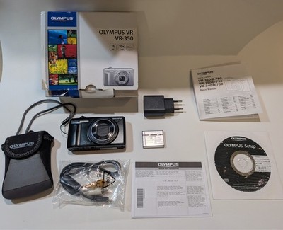 Olympus VR-350 16MP Digital Camera Black missing charge cord with Type C Adapter