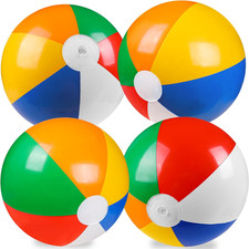 Vellibring 4 Pack 20" Summer Inflatable Big Rainbow Beach Balls