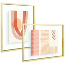 , 11x14 Floating Picture Frame - Metal Photo Frame - Real Glass - for Wall Mo...